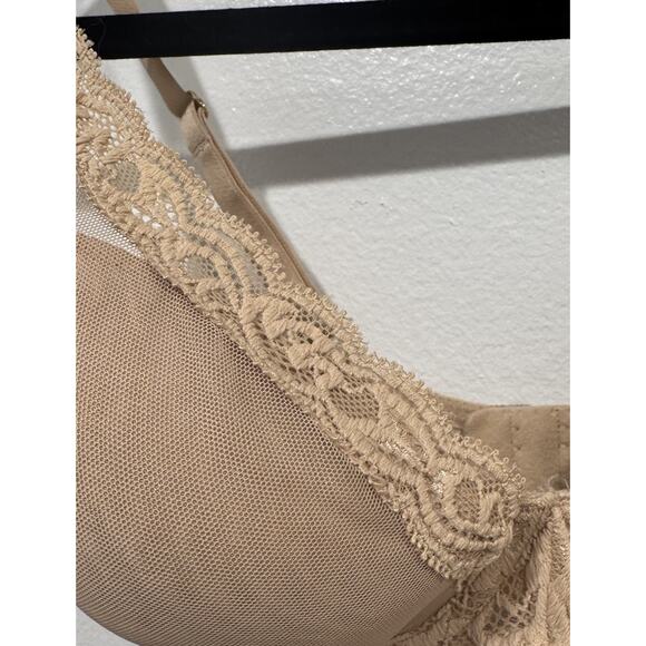 Natori Size 38D Feathers Contour Plunge Bra Style# 730023 Cafe Underwire Beige - Picture 4 of 7